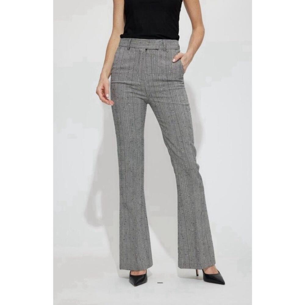 Generation Love Presley Plaid Pants Bootcut Leg Pockets High Waisted Gray 14 NEW